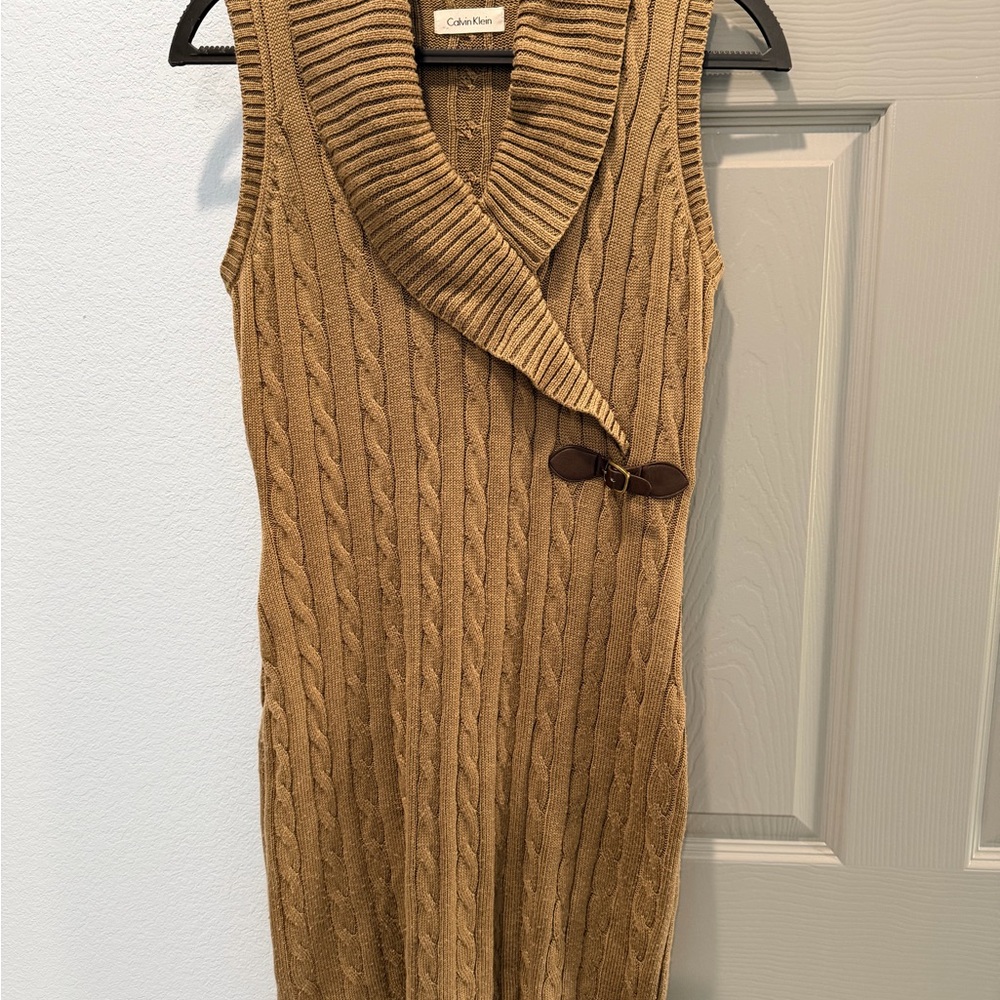 Calvin Klein Brown Cable Knit Dress